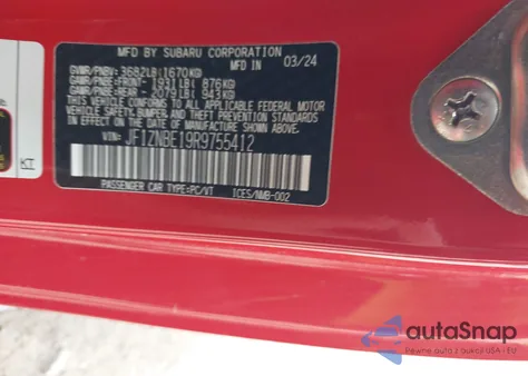 2024 Toyota Gr86 Premium z USA, uszkodzony, nr VIN JF1ZNBE19R9755412